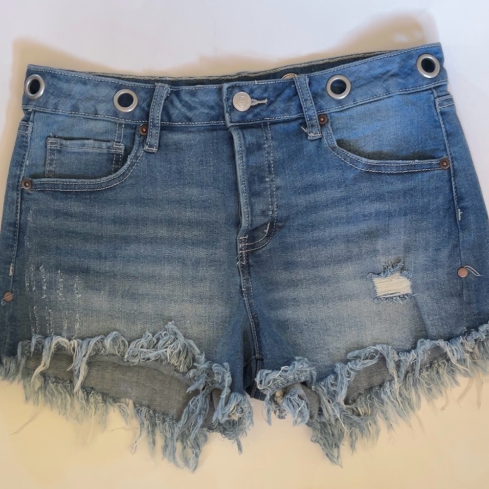 (Size:28) altar’d state Denim Frayed Hem Women's Shorts